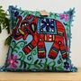 Hand Embroidered Elephant Cushion Cover, thumbnail 2 of 12