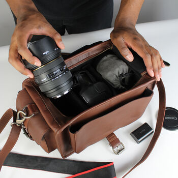 'Emerson' Extra Water Resistant Leather Camera Bag, 5 of 11