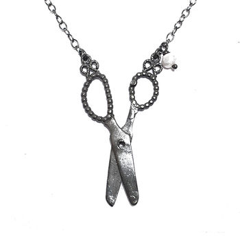 Victorian Scissors Necklace With Freshwater Pearl, 5 of 7