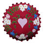 Alpine Heart Embroidered Cushion With Pom Pom Trim, thumbnail 1 of 3