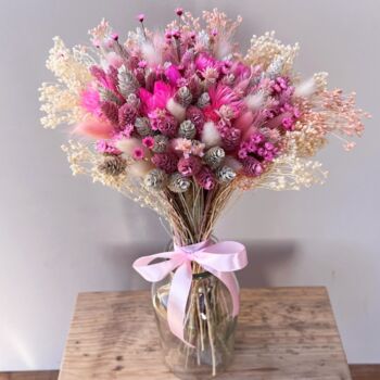 Pink And White Bridesmaid Dried Flower Bouquet, 9 of 9