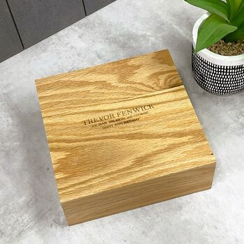 Personalised Square Oak Memory Box, 2 of 6