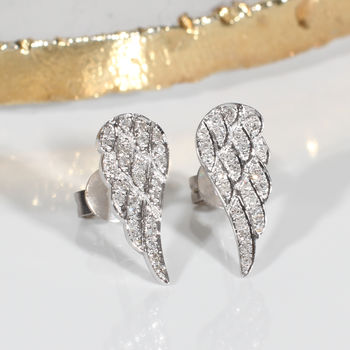 Diamond And 18ct White Gold Angel Wing Earrings, 2 of 4