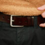 Men's Premium Leather Belt With Cross Knurl Buckle, thumbnail 2 of 12