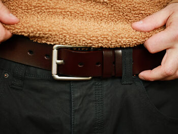 Men's Premium Leather Belt With Cross Knurl Buckle, 2 of 12
