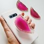 Pink Agate Stone Phone Holder Grip, thumbnail 1 of 4