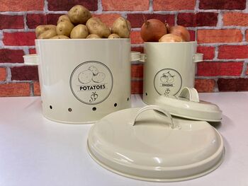 Cream Metal Onion Storage Tin – 19.5cm, 6 of 9