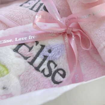 Personalised Pink Elephant Blanket, Comforter And Towel, 3 of 8
