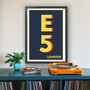 E5 Leyton London Typography Postcode Print, thumbnail 1 of 10