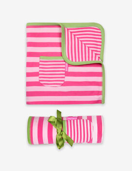 Organic Pink And Green Stripe Blanket, 2 of 2
