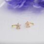 Light Pink Forget Me Not Flower Cz Hoop Earrings, thumbnail 2 of 10