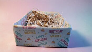 Funny Gluten Free Wanker Wrapping Paper And Badge Set, 7 of 7