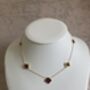 18 K Gold Plated Four Leaf Clover Necklace Gold Maroon, thumbnail 2 of 8