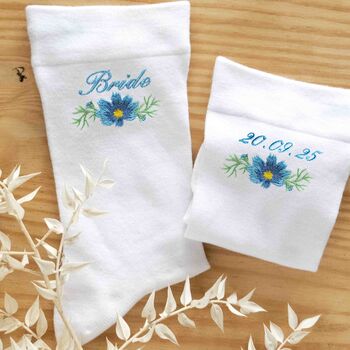 Something Blue Personalised Bride Wedding Socks Gift, 3 of 5