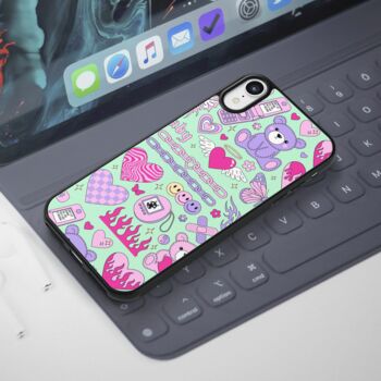 Y2 K Kawaii Bear And Flaming Heart iPhone Case, 2 of 2