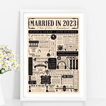 Personalised 1st Paper Wedding Anniversary Poster Gift, 4 of 9