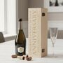 Wedding Anniversary Typographic Engraved Champagne Bottle Gift Box, thumbnail 1 of 2