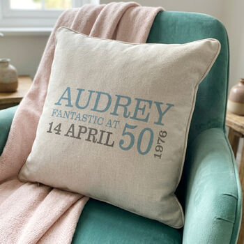 Personalised 50th Birthday Cushion, 6 of 8