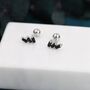 Sterling Silver Triple Black Baguette Cz Screw Back Earrings, thumbnail 4 of 12