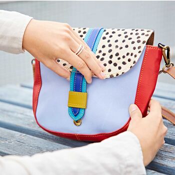 Seema Multicoloured Recycled Leather Crossbody Bag, 5 of 5