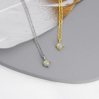 Tiny Opal Pendant Necklace In Sterling Silver, 4 of 10