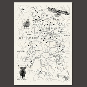 The Peak District Illustrated Map Print, 6 of 9