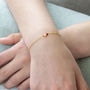 Tiny Gold Plated Heart Birthstone Bracelet, thumbnail 5 of 12