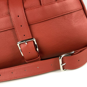Personalised Handcrafted Red Leather Overnight Bag, 8 of 8