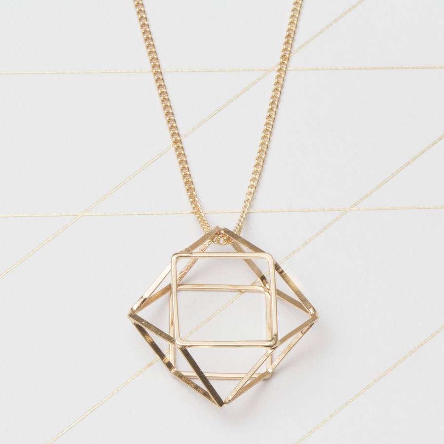Pierretta Personalised Geometric Cage Necklace