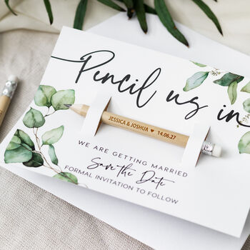 Save The Date Pencil Us In With Botanical Card, 3 of 12