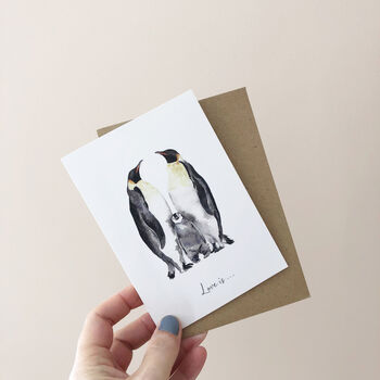 Penguin Love Hand Painted Greetings Card, 3 of 3