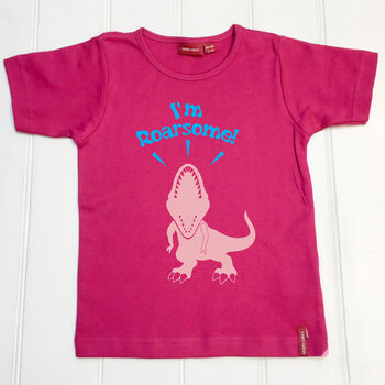 Personalised Roaring Dinosaur Babygrow/Child T Shirt, 2 of 12