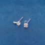 Dainty Cz Stone Padlock And Key Stud Earrings, 925 Sterling Silver, thumbnail 6 of 8