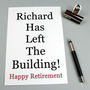 Retirement Card 'Left The Building' Personalised, thumbnail 8 of 8