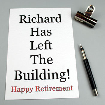 Retirement Card 'Left The Building' Personalised, 8 of 8