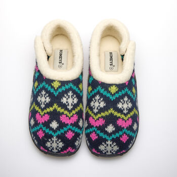 Heidi Navy Nordic Women's Slippers Indoor/Garden Shoes, 4 of 11