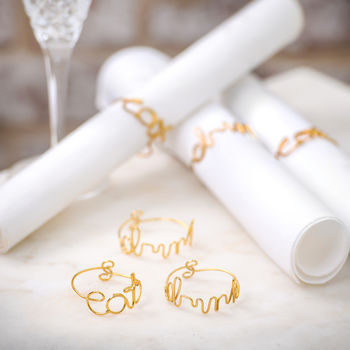 Six Gold Wire Napkin Rings, 3 of 3