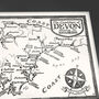 Devon Coastlines Map Hand Drawn Fine Art Print, thumbnail 2 of 12