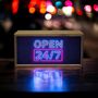 Wooden Light Box Open 247 Neon Sign, thumbnail 1 of 5