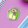 Cute Pig Wearing Frog Outfit Vinyl Sticker, thumbnail 6 of 8