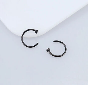 Black Titanium Open Nose Ring | Black Nose Hoop, 4 of 12