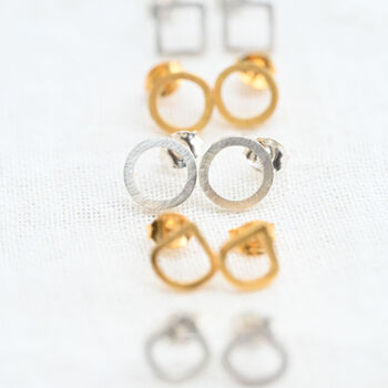 Modern Geometric Circle Studs, 3 of 4