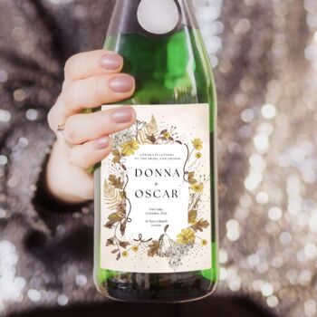 Personalised Elegant Autumnal Wedding Champagne Label, 2 of 4