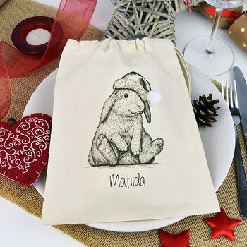 Personalised Rabbit Christmas Gift Bag, 3 of 3