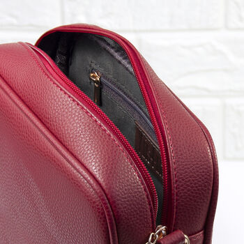 Personalised Vegan Leather Crossbody Bag In Red, 6 of 12