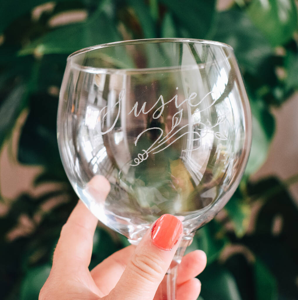 Personalised Engraved Calligraphy Gin Glass, 1 of 5