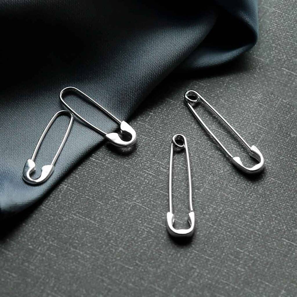 Sterling Silver Safetypin Earrings, 1 of 5