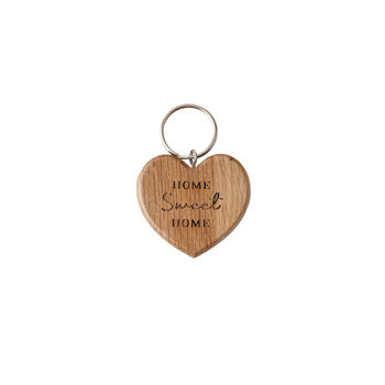 'Home Sweet Home' Oak Heart Keyring, 2 of 3