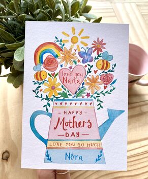 Personalised Nana Grandma Flower Vase Mother's Day Card, 2 of 3