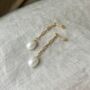 Clara Pearl Gold Plate Drop Earrings, thumbnail 1 of 4